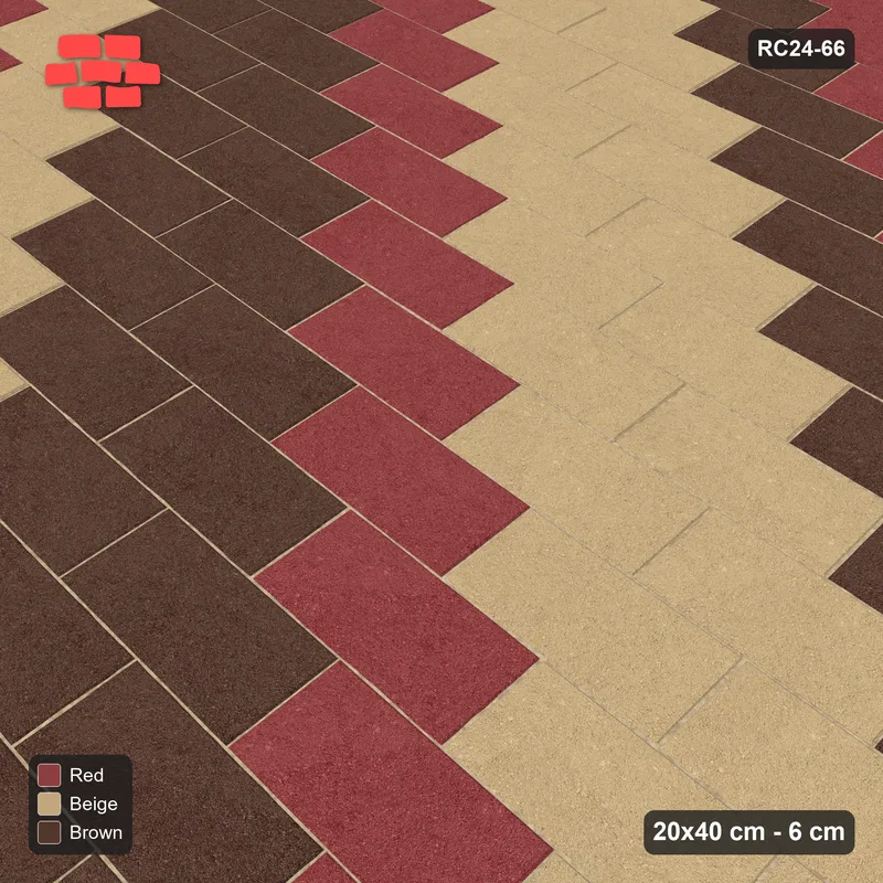 Interlock (Pasco) 20x40 cm · RC24-66 · Running bond 1/2, diagonal steps - Tuscany · Side view Interlock (Pasco) 20x40 cm · RC24-66 · Running bond 1/2, diagonal steps - Tuscany · Side view