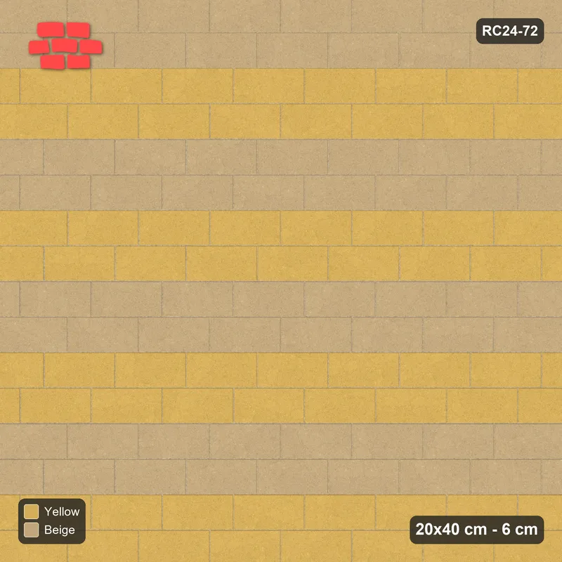 Interlock (Pasco) 20x40 cm · RC24-72 · Running bond 1/3, paired course stripes - Desert Sun · Top view Interlock (Pasco) 20x40 cm · RC24-72 · Running bond 1/3, paired course stripes - Desert Sun · Top view