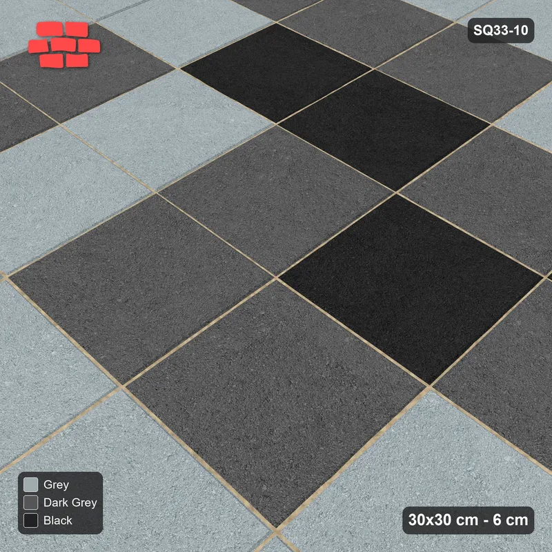 Interlock (Pasco) 30x30 cm · SQ33-10 · Stack bond, soft tonal blend · Side view Interlock (Pasco) 30x30 cm · SQ33-10 · Stack bond, soft tonal blend · Side view