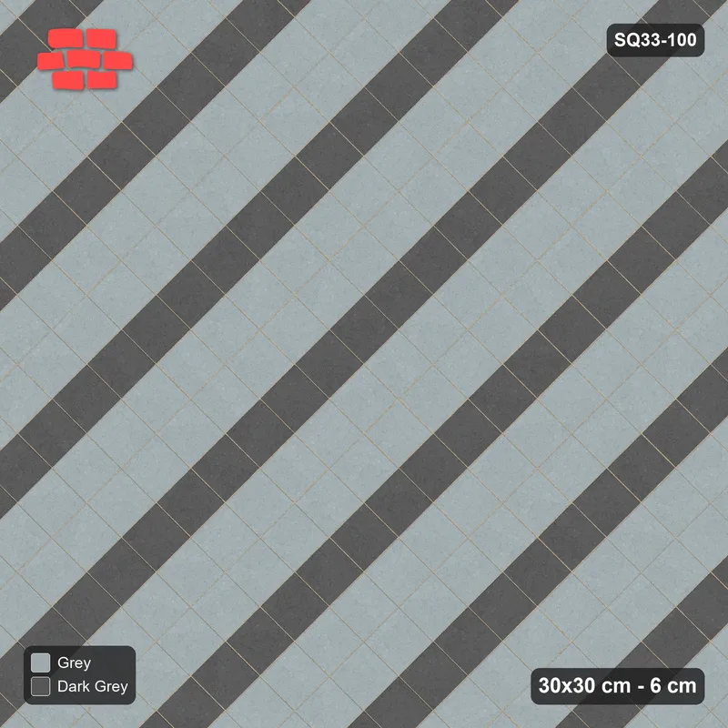Interlock (Pasco) 30x30 cm · SQ33-100 · Diagonal Course Stripes · Top view Interlock (Pasco) 30x30 cm · SQ33-100 · Diagonal Course Stripes · Top view