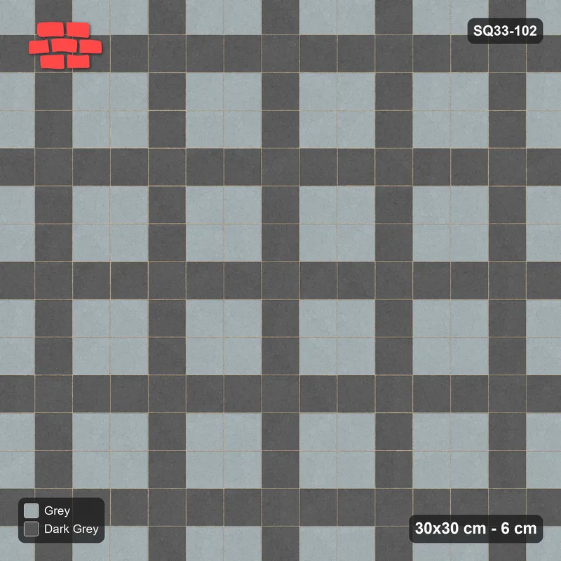 Interlock (Pasco) 30x30 cm · SQ33-102 · Plaza Grid Every 3 Courses · Top view Interlock (Pasco) 30x30 cm · SQ33-102 · Plaza Grid Every 3 Courses · Top view