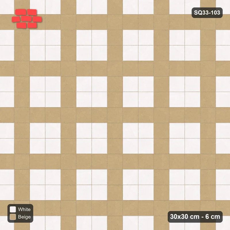 Interlock (Pasco) 30x30 cm · SQ33-103 · Plaza Grid Every 3 Courses · Top view Interlock (Pasco) 30x30 cm · SQ33-103 · Plaza Grid Every 3 Courses · Top view