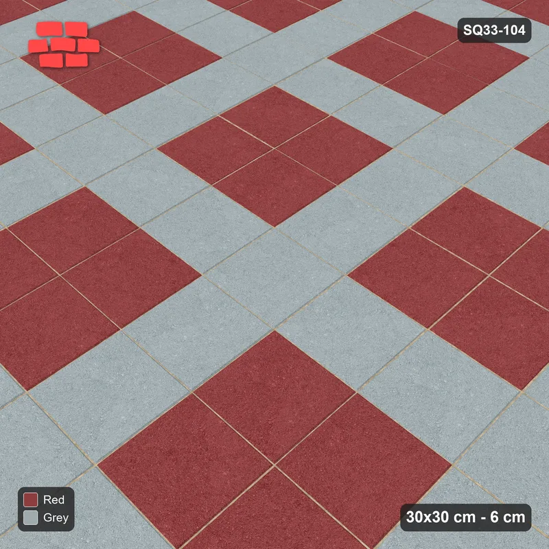 Interlock (Pasco) 30x30 cm · SQ33-104 · Plaza Grid Every 3 Courses · Side view Interlock (Pasco) 30x30 cm · SQ33-104 · Plaza Grid Every 3 Courses · Side view
