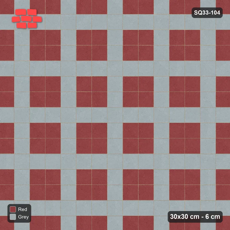Interlock (Pasco) 30x30 cm · SQ33-104 · Plaza Grid Every 3 Courses · Top view Interlock (Pasco) 30x30 cm · SQ33-104 · Plaza Grid Every 3 Courses · Top view