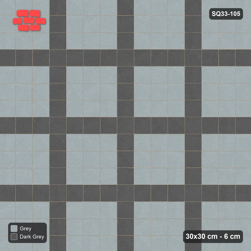 Interlock (Pasco) 30x30 cm · SQ33-105 · Plaza Grid Every 4 Courses · Top view Interlock (Pasco) 30x30 cm · SQ33-105 · Plaza Grid Every 4 Courses · Top view