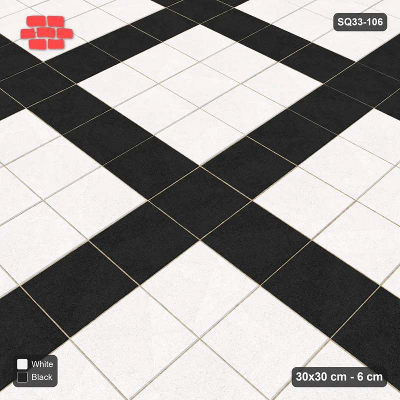 Interlock (Pasco) 30x30 cm · SQ33-106 · Plaza Grid Every 4 Courses · Side view Interlock (Pasco) 30x30 cm · SQ33-106 · Plaza Grid Every 4 Courses · Side view