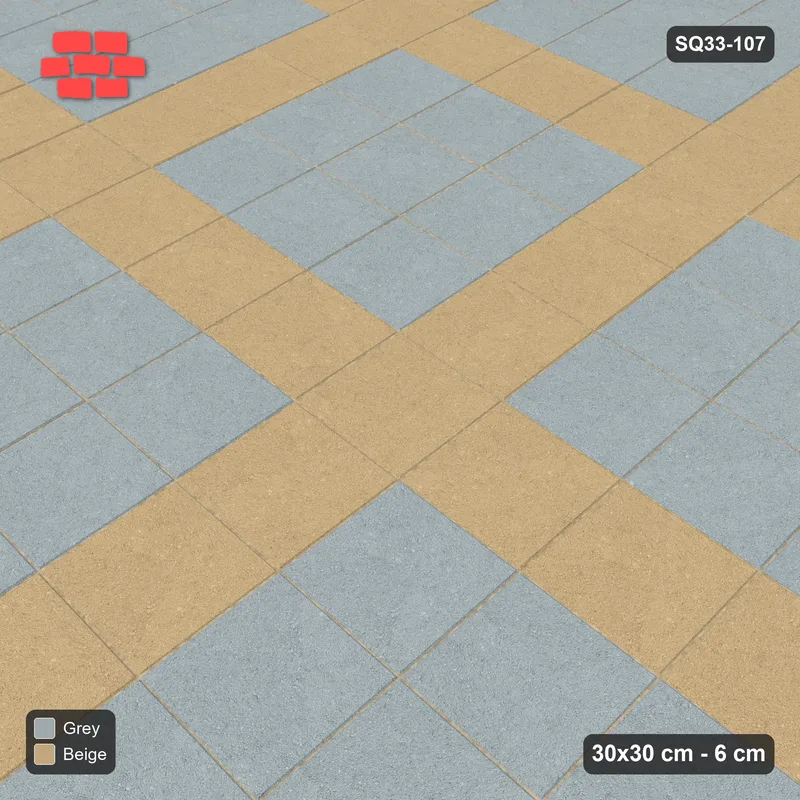 Interlock (Pasco) 30x30 cm · SQ33-107 · Plaza Grid Every 4 Courses · Side view Interlock (Pasco) 30x30 cm · SQ33-107 · Plaza Grid Every 4 Courses · Side view