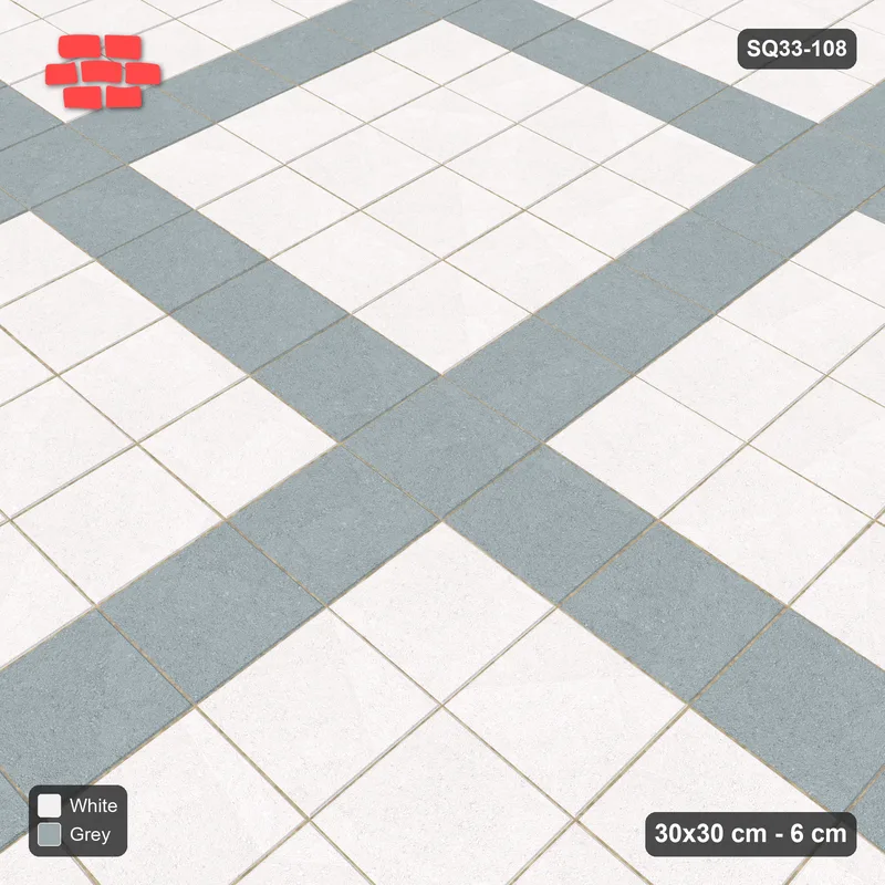 Interlock (Pasco) 30x30 cm · SQ33-108 · Plaza Grid Every 5 Courses · Side view Interlock (Pasco) 30x30 cm · SQ33-108 · Plaza Grid Every 5 Courses · Side view