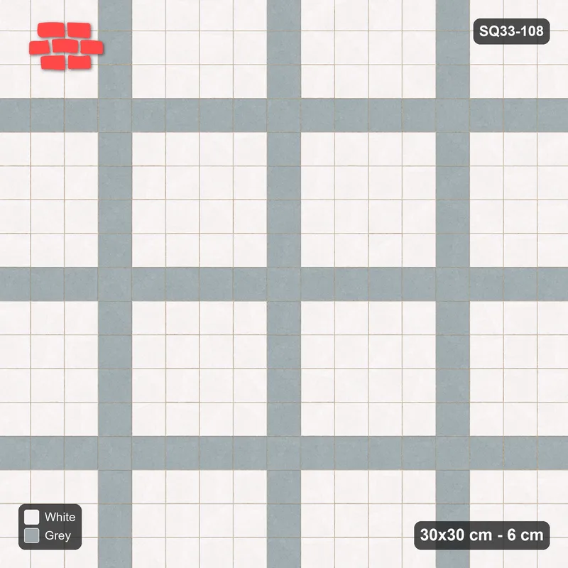 Interlock (Pasco) 30x30 cm · SQ33-108 · Plaza Grid Every 5 Courses · Top view Interlock (Pasco) 30x30 cm · SQ33-108 · Plaza Grid Every 5 Courses · Top view