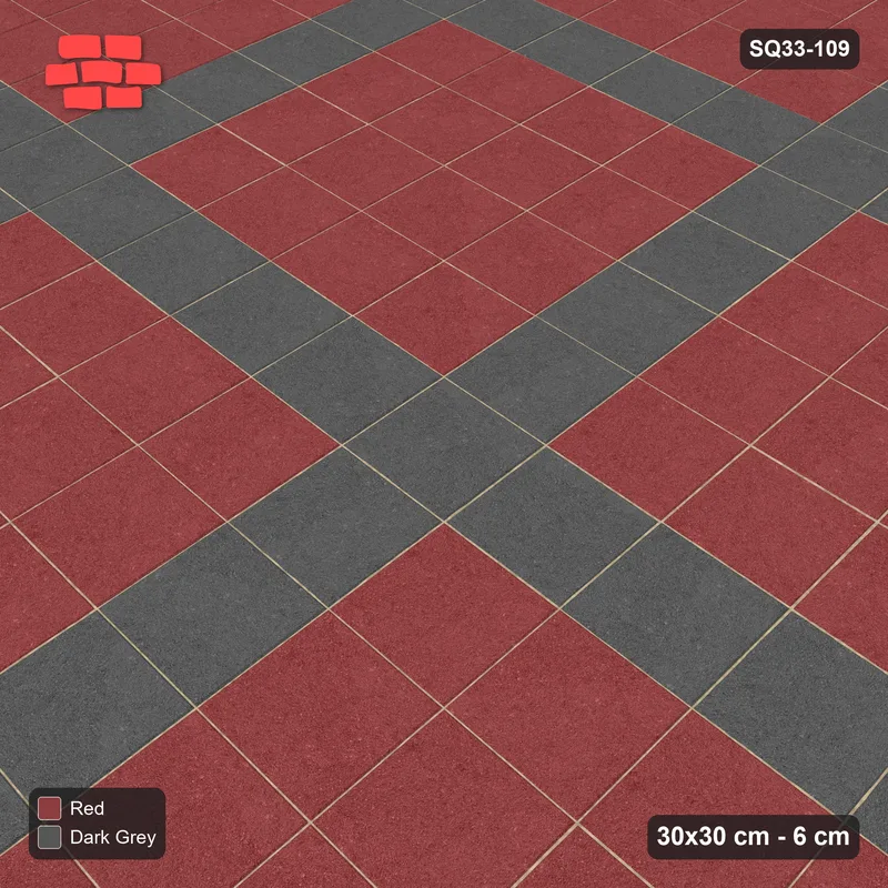Interlock (Pasco) 30x30 cm · SQ33-109 · Plaza Grid Every 5 Courses · Side view Interlock (Pasco) 30x30 cm · SQ33-109 · Plaza Grid Every 5 Courses · Side view