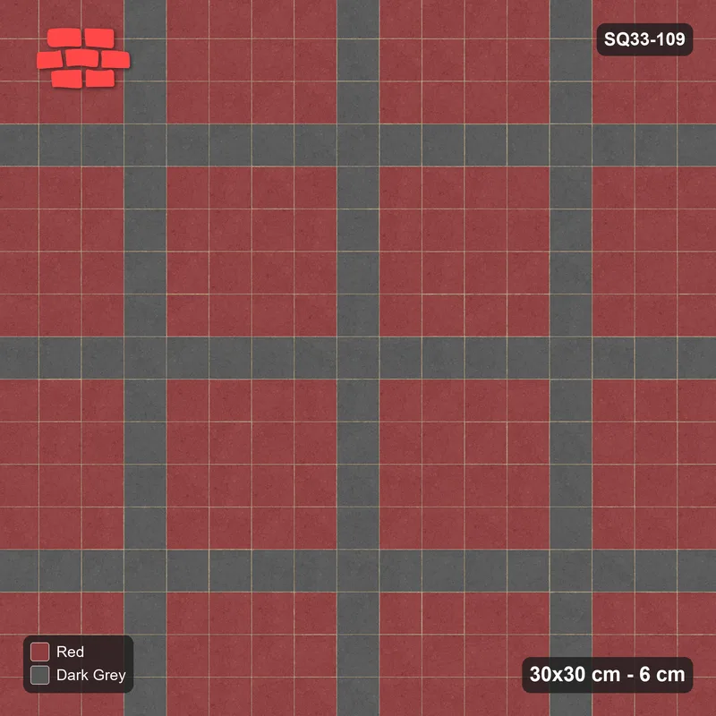 Interlock (Pasco) 30x30 cm · SQ33-109 · Plaza Grid Every 5 Courses · Top view Interlock (Pasco) 30x30 cm · SQ33-109 · Plaza Grid Every 5 Courses · Top view