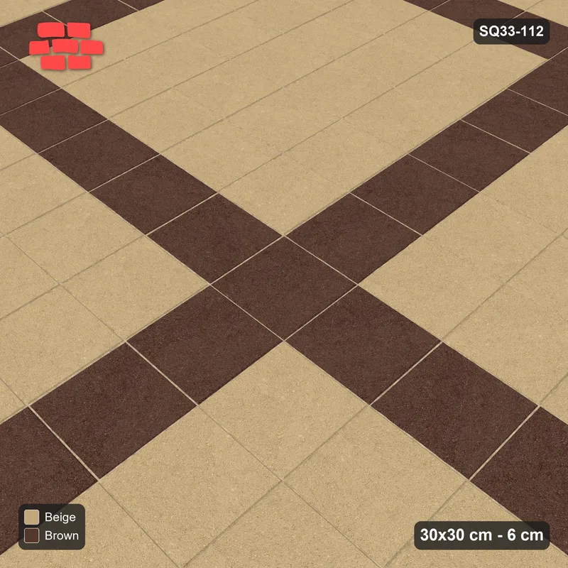 Interlock (Pasco) 30x30 cm · SQ33-112 · Plaza Grid Every 6 Courses · Side view Interlock (Pasco) 30x30 cm · SQ33-112 · Plaza Grid Every 6 Courses · Side view