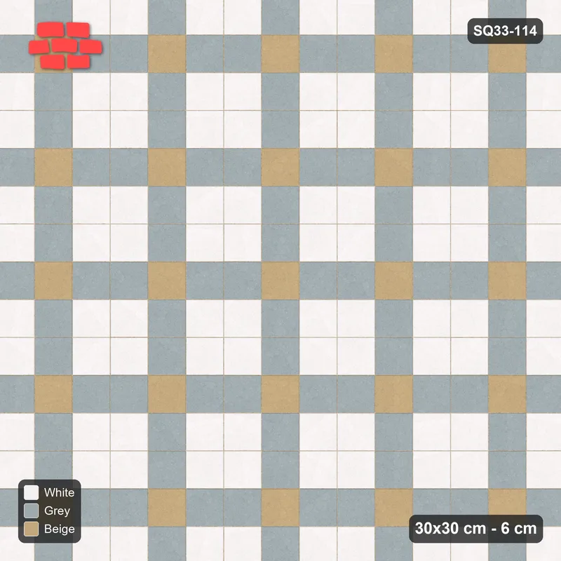 Interlock (Pasco) 30x30 cm · SQ33-114 · Plaza Grid with Corner Accents Every 3 · Top view Interlock (Pasco) 30x30 cm · SQ33-114 · Plaza Grid with Corner Accents Every 3 · Top view