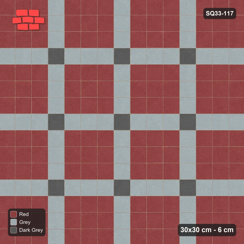 Interlock (Pasco) 30x30 cm · SQ33-117 · Plaza Grid with Corner Accents Every 4 · Top view Interlock (Pasco) 30x30 cm · SQ33-117 · Plaza Grid with Corner Accents Every 4 · Top view