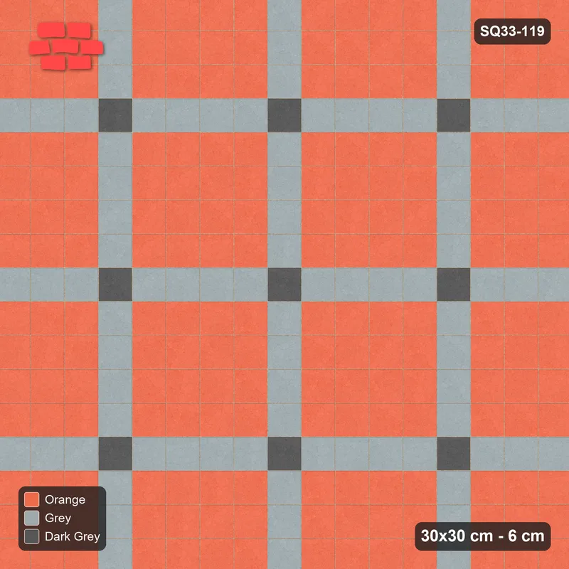Interlock (Pasco) 30x30 cm · SQ33-119 · Plaza Grid with Corner Accents Every 5 · Top view Interlock (Pasco) 30x30 cm · SQ33-119 · Plaza Grid with Corner Accents Every 5 · Top view