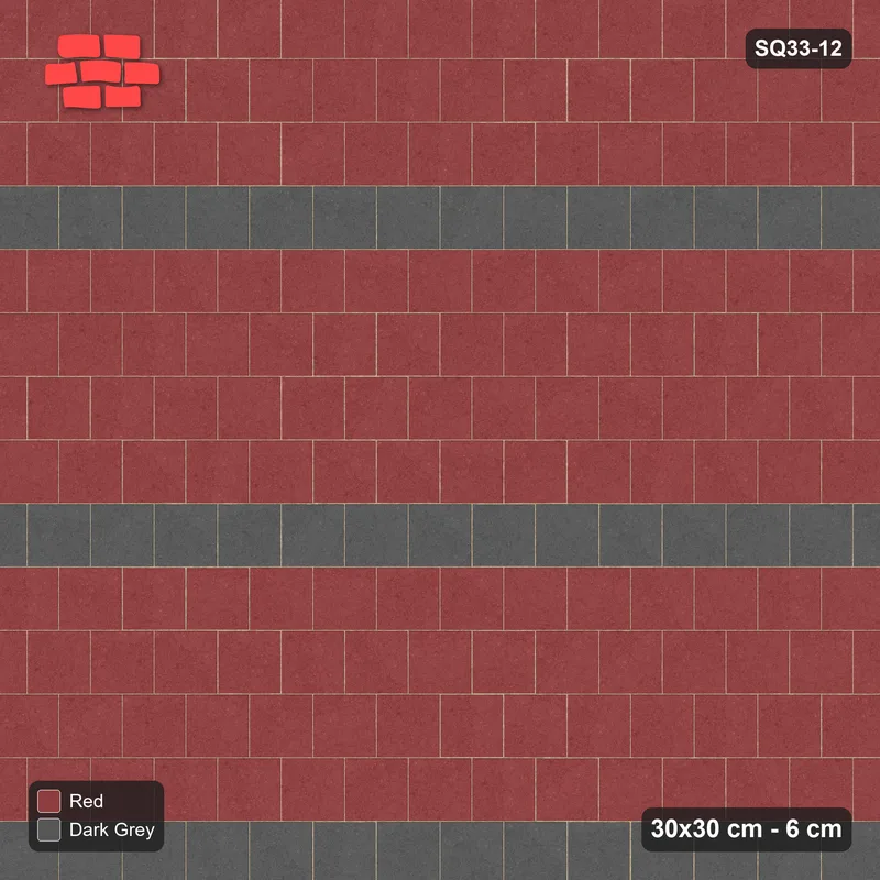 Interlock (Pasco) 30x30 cm · SQ33-12 · Half-bond running, course stripes · Top view Interlock (Pasco) 30x30 cm · SQ33-12 · Half-bond running, course stripes · Top view