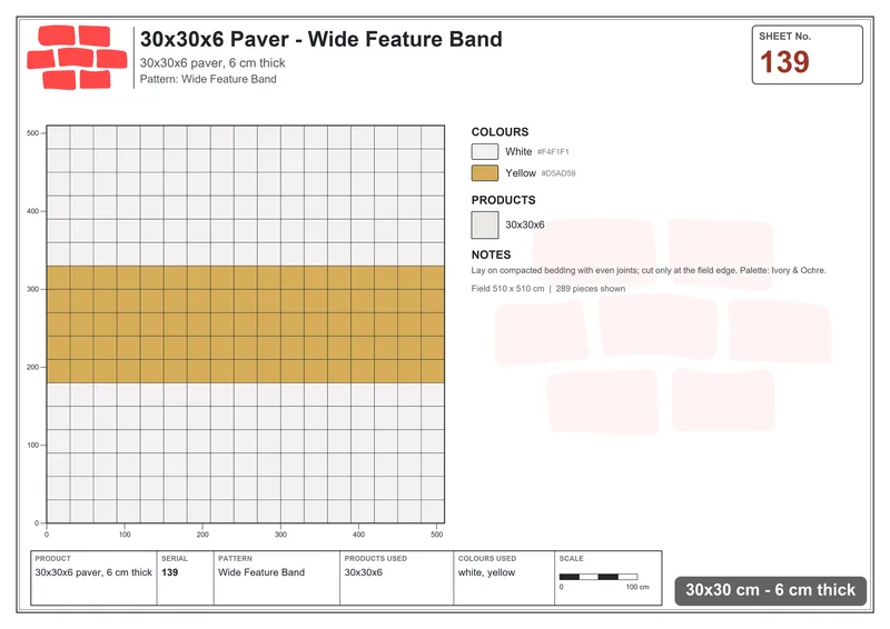 Interlock (Pasco) 30x30 cm · SQ33-139 · Wide Feature Band · Laying plan Interlock (Pasco) 30x30 cm · SQ33-139 · Wide Feature Band · Laying plan
