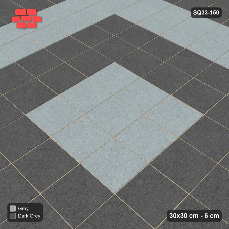 Interlock (Pasco) 30x30 cm · SQ33-150 · Concentric Square Rings · Side view Interlock (Pasco) 30x30 cm · SQ33-150 · Concentric Square Rings · Side view