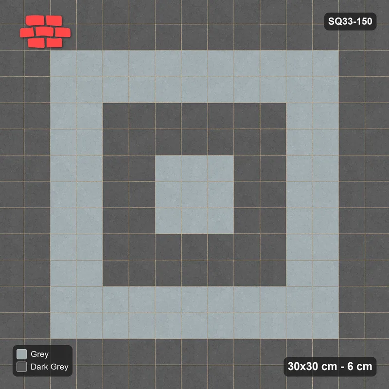 Interlock (Pasco) 30x30 cm · SQ33-150 · Concentric Square Rings · Top view Interlock (Pasco) 30x30 cm · SQ33-150 · Concentric Square Rings · Top view
