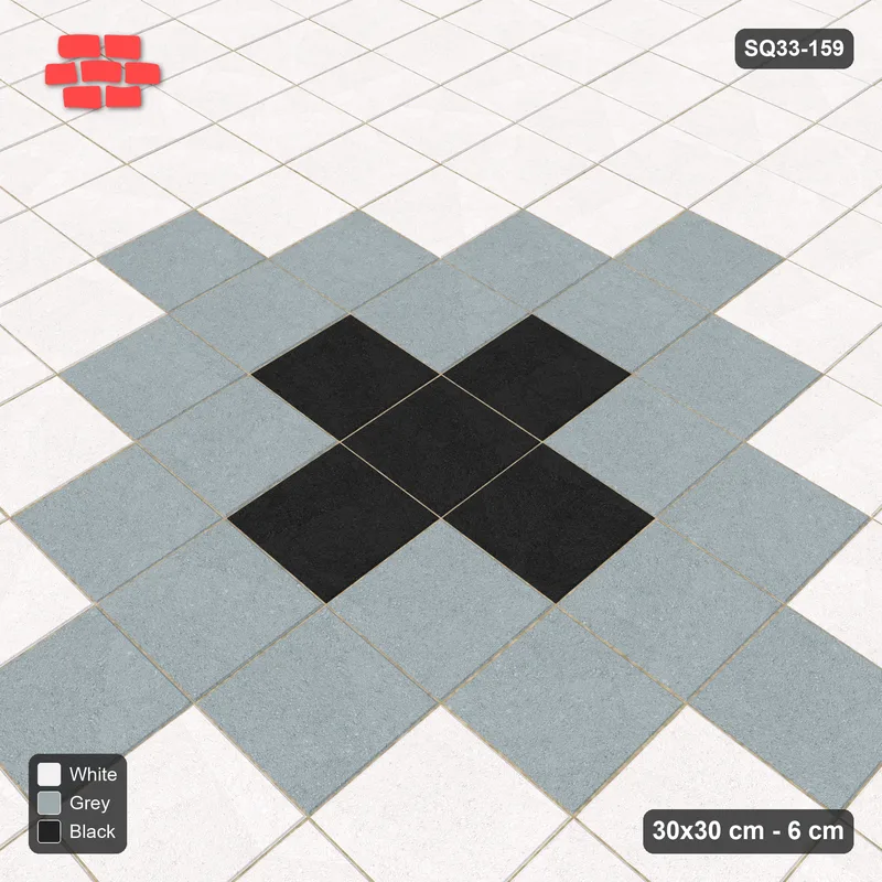 Interlock (Pasco) 30x30 cm · SQ33-159 · Central Diamond Medallion · Side view Interlock (Pasco) 30x30 cm · SQ33-159 · Central Diamond Medallion · Side view