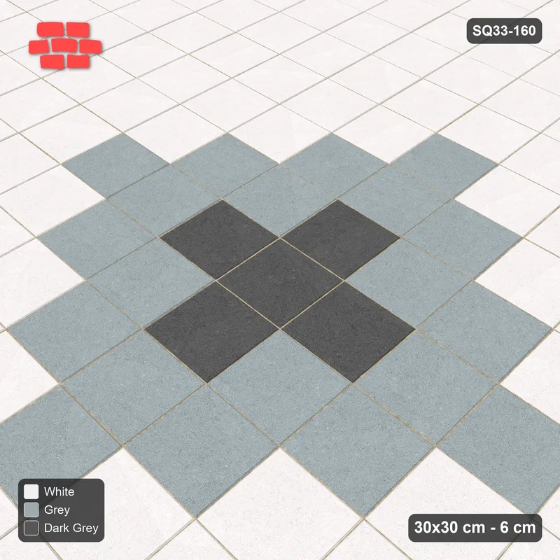 Interlock (Pasco) 30x30 cm · SQ33-160 · Central Diamond Medallion · Side view Interlock (Pasco) 30x30 cm · SQ33-160 · Central Diamond Medallion · Side view