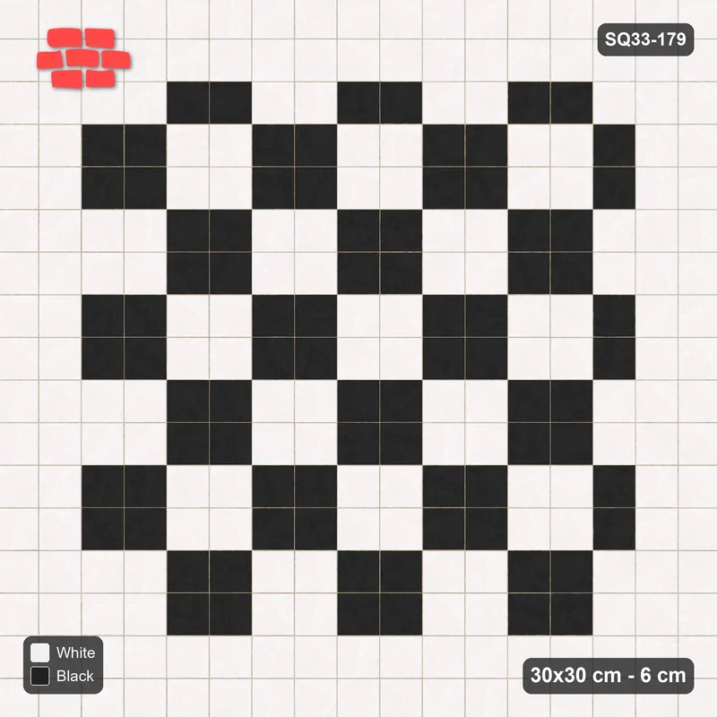 Interlock (Pasco) 30x30 cm · SQ33-179 · Double Course Border with Large Checker Field · Top view Interlock (Pasco) 30x30 cm · SQ33-179 · Double Course Border with Large Checker Field · Top view