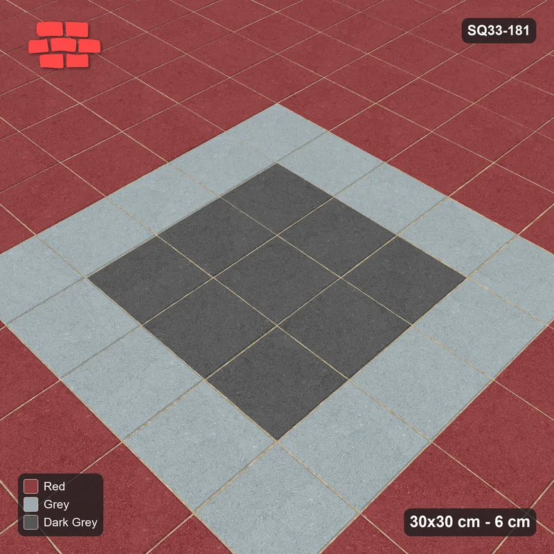 Interlock (Pasco) 30x30 cm · SQ33-181 · Double Course Border with Medallion Field · Side view Interlock (Pasco) 30x30 cm · SQ33-181 · Double Course Border with Medallion Field · Side view