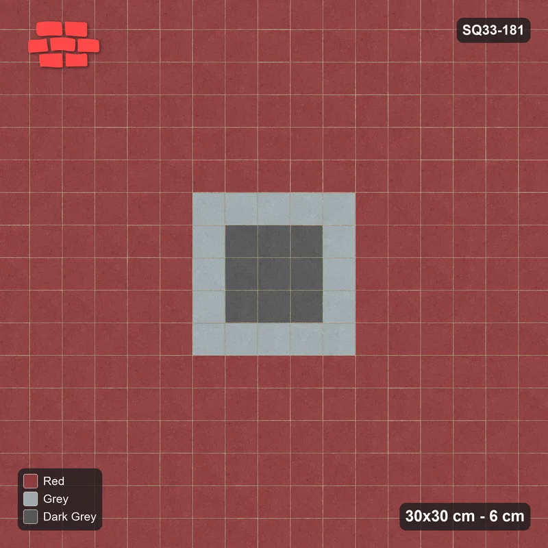 Interlock (Pasco) 30x30 cm · SQ33-181 · Double Course Border with Medallion Field · Top view Interlock (Pasco) 30x30 cm · SQ33-181 · Double Course Border with Medallion Field · Top view