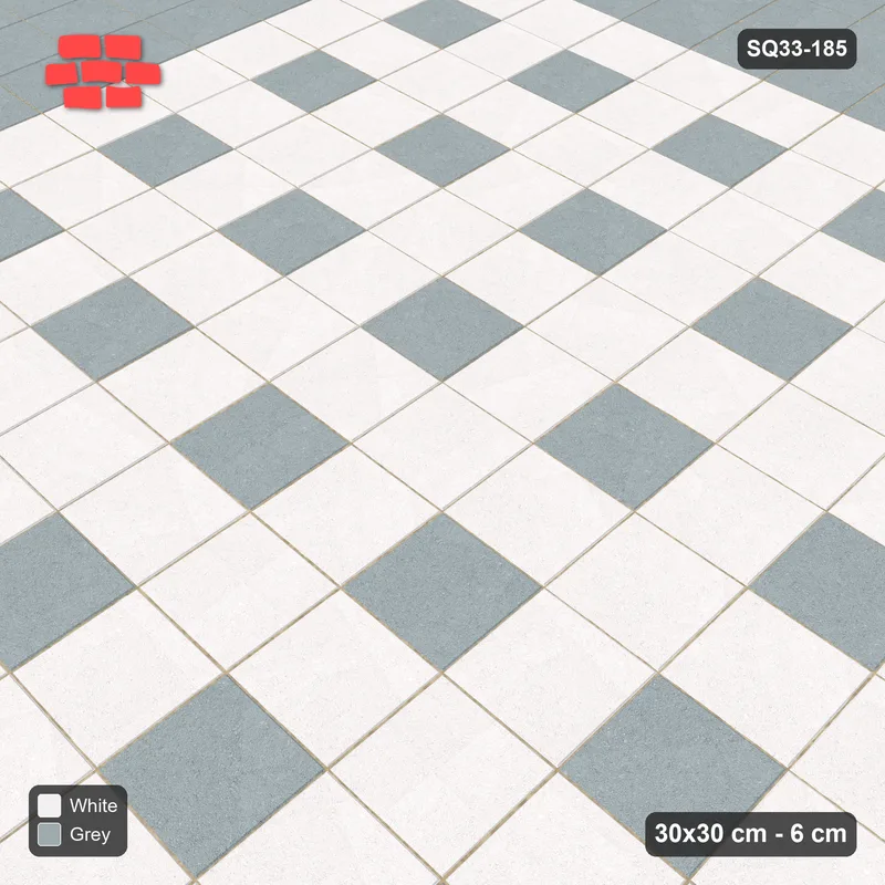 Interlock (Pasco) 30x30 cm · SQ33-185 · Triple Course Border with Accent Squares Field · Side view Interlock (Pasco) 30x30 cm · SQ33-185 · Triple Course Border with Accent Squares Field · Side view