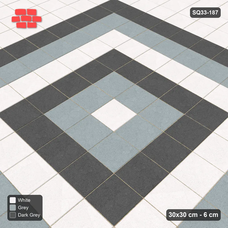 Interlock (Pasco) 30x30 cm · SQ33-187 · Triple Course Border with Rings Field · Side view Interlock (Pasco) 30x30 cm · SQ33-187 · Triple Course Border with Rings Field · Side view