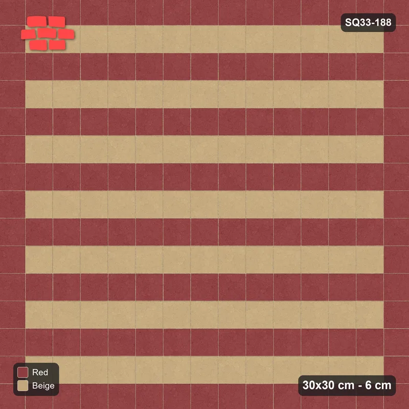Interlock (Pasco) 30x30 cm · SQ33-188 · Single Course Border with Course Stripes Field · Top view Interlock (Pasco) 30x30 cm · SQ33-188 · Single Course Border with Course Stripes Field · Top view