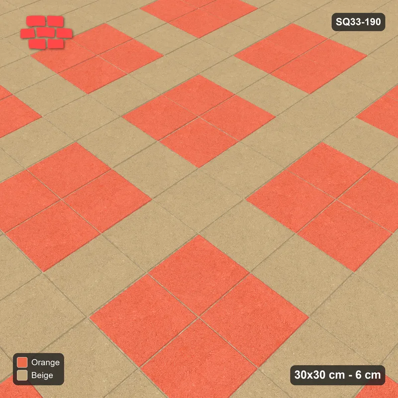 Interlock (Pasco) 30x30 cm · SQ33-190 · Double Course Border with Plaza Grid Field · Side view Interlock (Pasco) 30x30 cm · SQ33-190 · Double Course Border with Plaza Grid Field · Side view