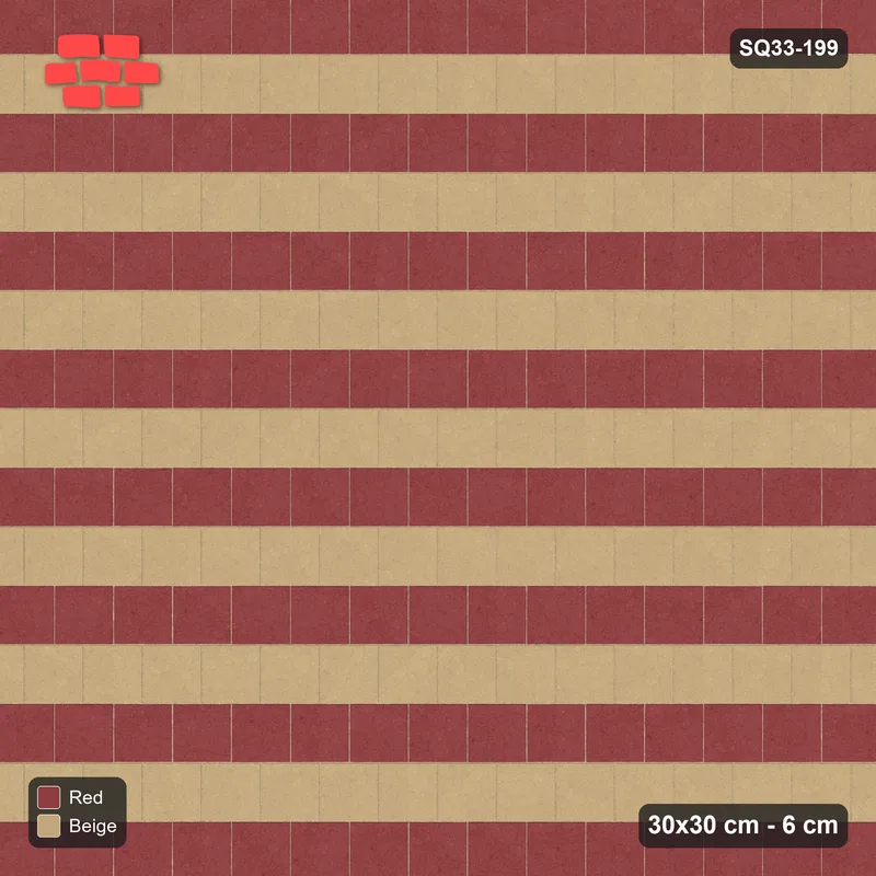 Interlock (Pasco) 30x30 cm · SQ33-199 · Running Bond Alternate Courses · Top view Interlock (Pasco) 30x30 cm · SQ33-199 · Running Bond Alternate Courses · Top view