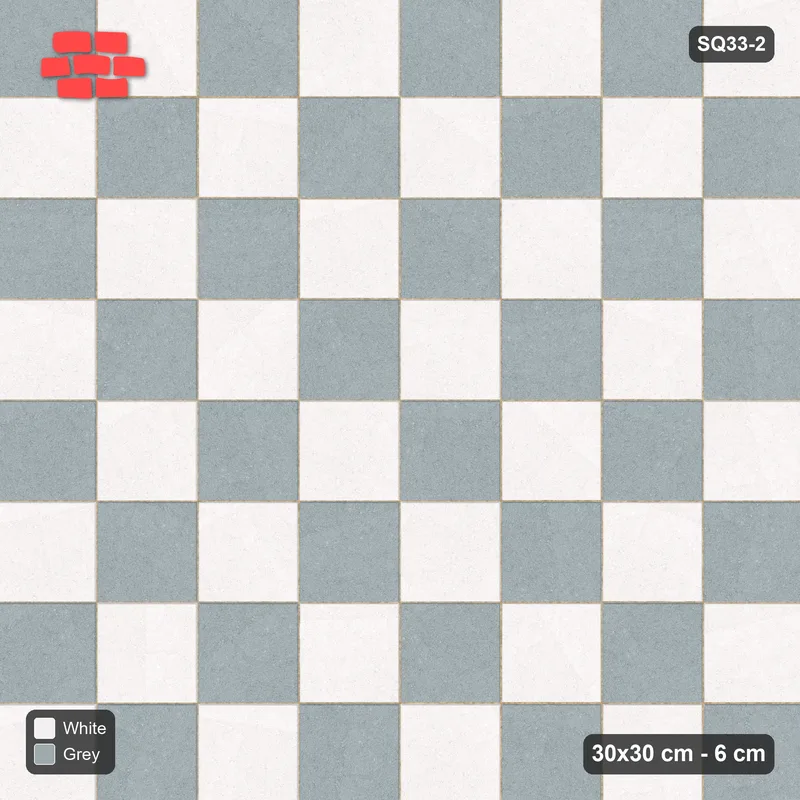 Interlock (Pasco) 30x30 cm · SQ33-2 · Stack bond, unit checkerboard · Top view Interlock (Pasco) 30x30 cm · SQ33-2 · Stack bond, unit checkerboard · Top view