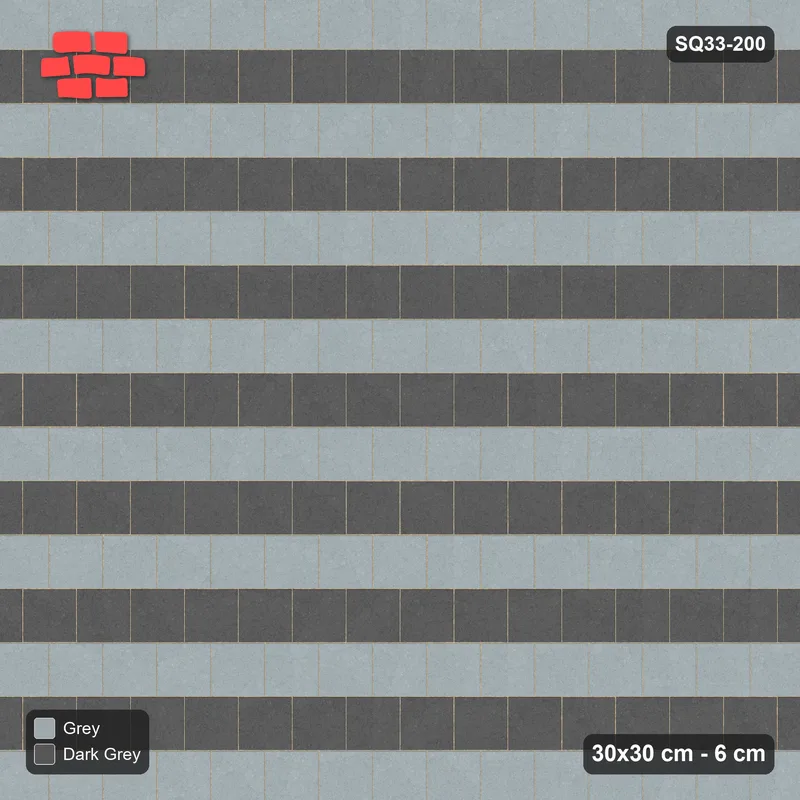 Interlock (Pasco) 30x30 cm · SQ33-200 · Running Bond Alternate Courses · Top view Interlock (Pasco) 30x30 cm · SQ33-200 · Running Bond Alternate Courses · Top view