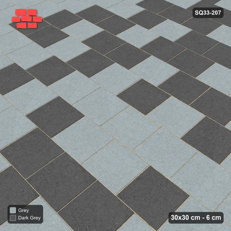 Interlock (Pasco) 30x30 cm · SQ33-207 · Running Bond Tonal Blend · Side view Interlock (Pasco) 30x30 cm · SQ33-207 · Running Bond Tonal Blend · Side view