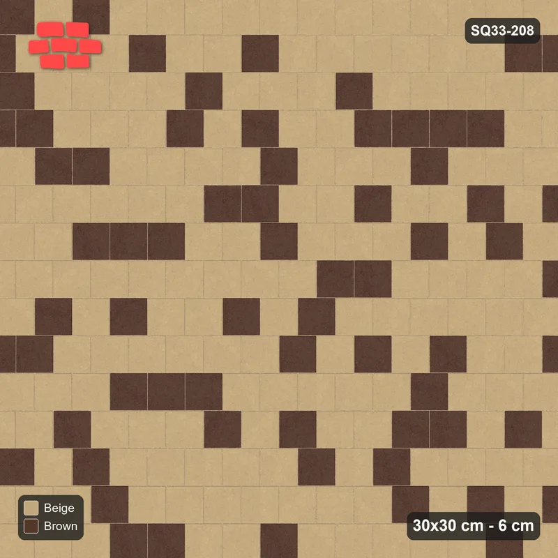 Interlock (Pasco) 30x30 cm · SQ33-208 · Running Bond Tonal Blend · Top view Interlock (Pasco) 30x30 cm · SQ33-208 · Running Bond Tonal Blend · Top view