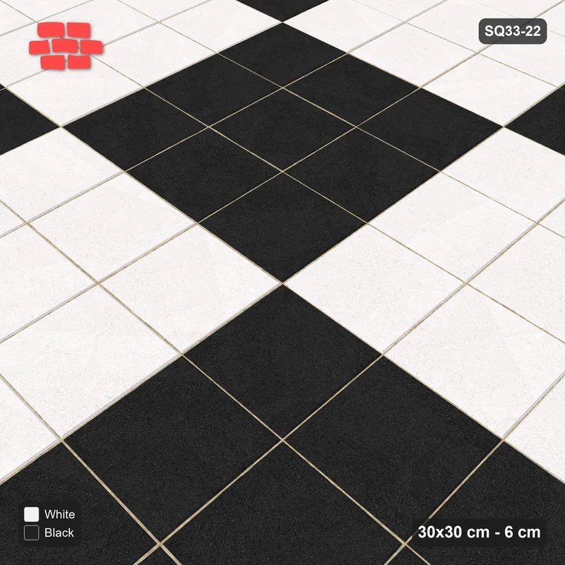 Interlock (Pasco) 30x30 cm · SQ33-22 · Stack bond, large checkerboard cells · Side view Interlock (Pasco) 30x30 cm · SQ33-22 · Stack bond, large checkerboard cells · Side view