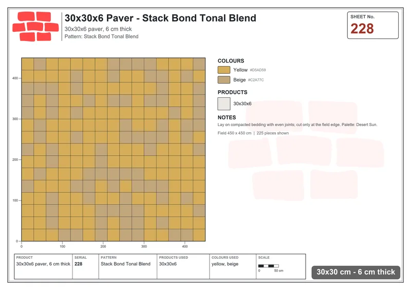 Interlock (Pasco) 30x30 cm · SQ33-228 · Stack Bond Tonal Blend · Laying plan Interlock (Pasco) 30x30 cm · SQ33-228 · Stack Bond Tonal Blend · Laying plan