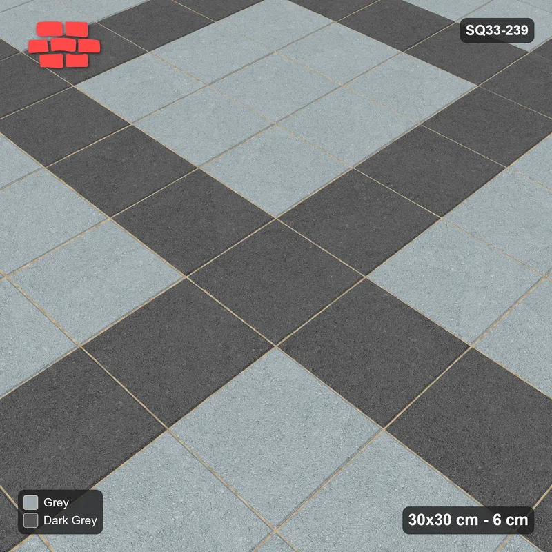 Interlock (Pasco) 30x30 cm · SQ33-239 · Plaza Grid in Kerb Frame · Side view Interlock (Pasco) 30x30 cm · SQ33-239 · Plaza Grid in Kerb Frame · Side view