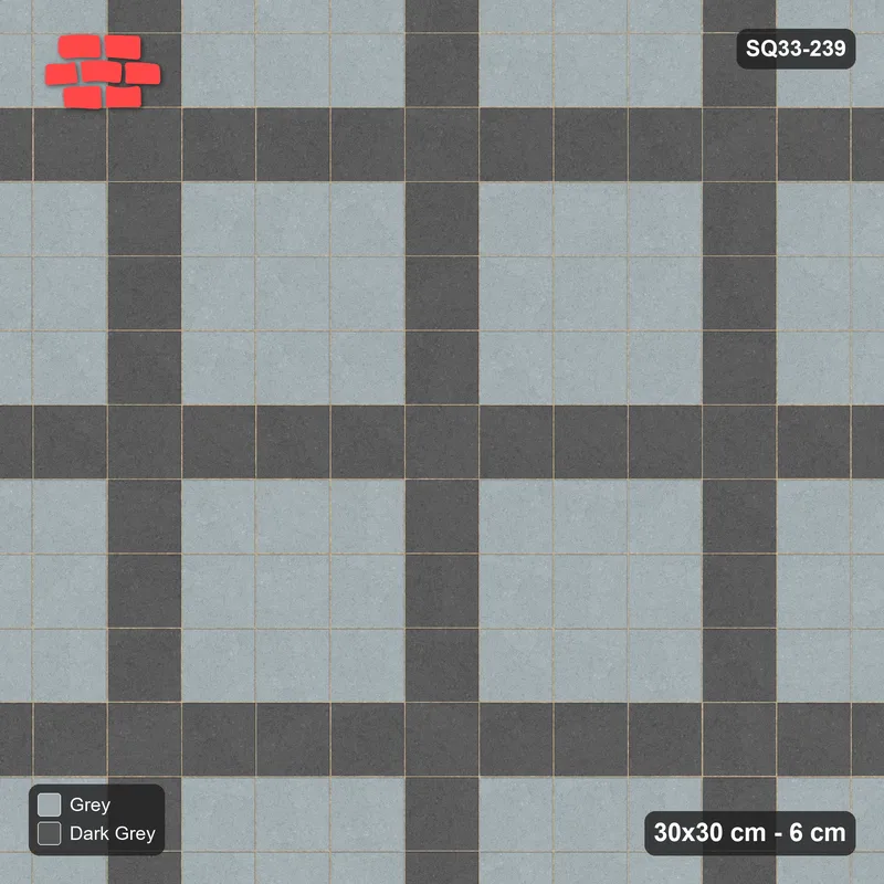 Interlock (Pasco) 30x30 cm · SQ33-239 · Plaza Grid in Kerb Frame · Top view Interlock (Pasco) 30x30 cm · SQ33-239 · Plaza Grid in Kerb Frame · Top view