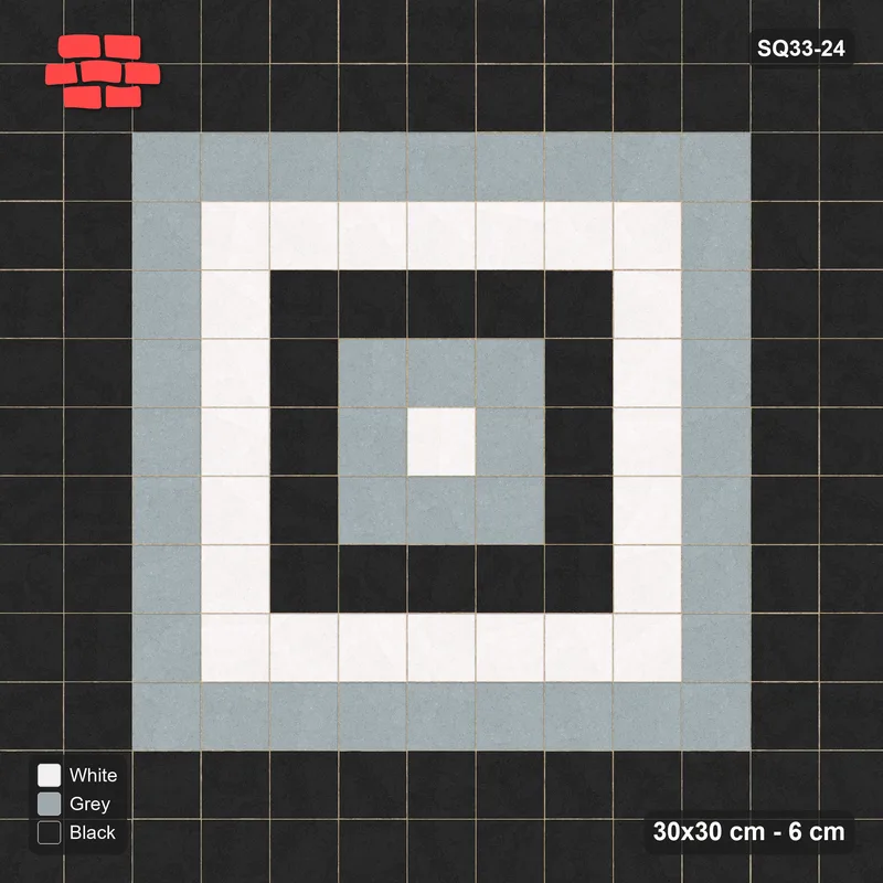 Interlock (Pasco) 30x30 cm · SQ33-24 · Stack bond, framed slab rings · Top view Interlock (Pasco) 30x30 cm · SQ33-24 · Stack bond, framed slab rings · Top view