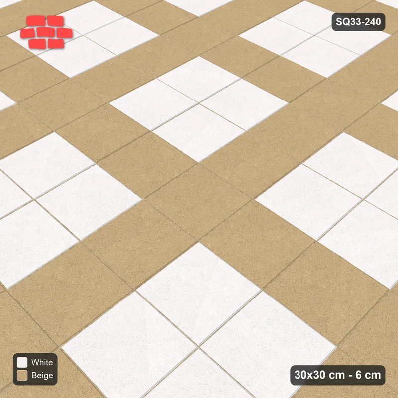 Interlock (Pasco) 30x30 cm · SQ33-240 · Plaza Grid in Kerb Frame · Side view Interlock (Pasco) 30x30 cm · SQ33-240 · Plaza Grid in Kerb Frame · Side view