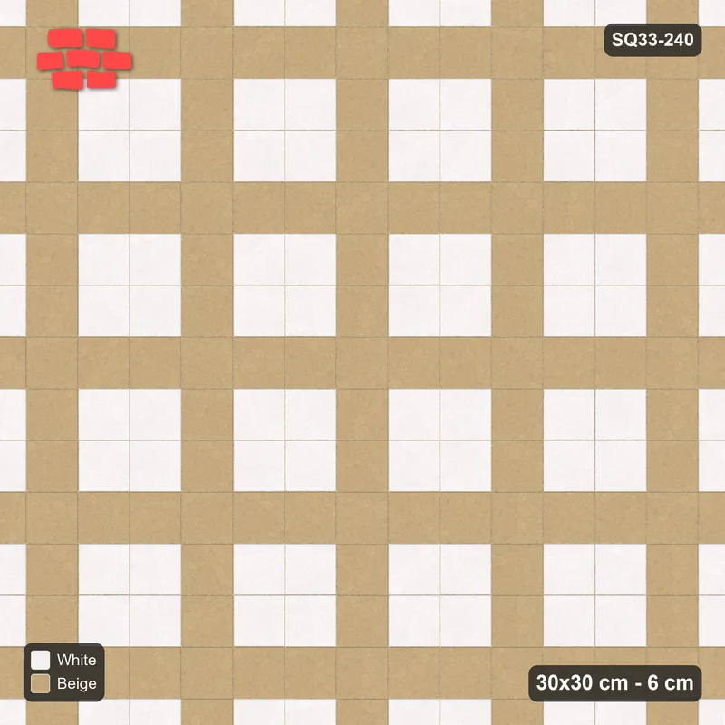 Interlock (Pasco) 30x30 cm · SQ33-240 · Plaza Grid in Kerb Frame · Top view Interlock (Pasco) 30x30 cm · SQ33-240 · Plaza Grid in Kerb Frame · Top view