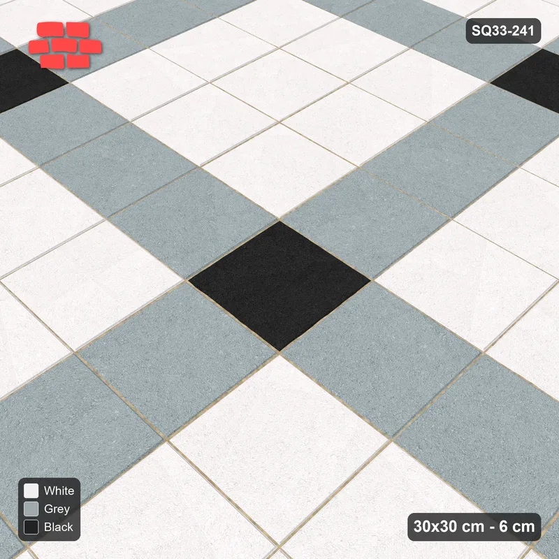 Interlock (Pasco) 30x30 cm · SQ33-241 · Corner-Accent Grid in Kerb Frame · Side view Interlock (Pasco) 30x30 cm · SQ33-241 · Corner-Accent Grid in Kerb Frame · Side view