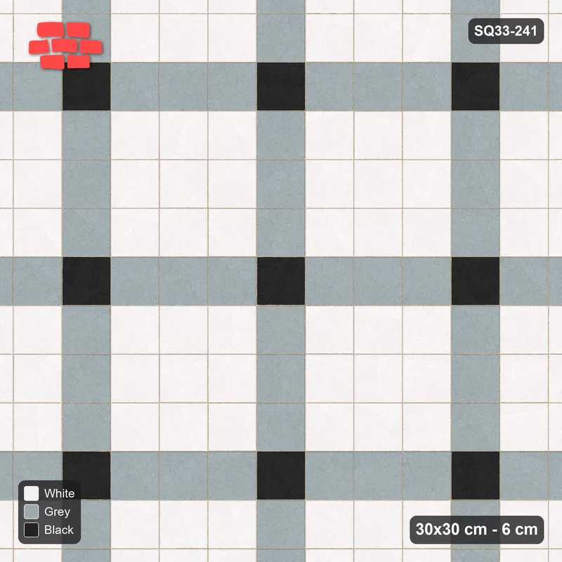 Interlock (Pasco) 30x30 cm · SQ33-241 · Corner-Accent Grid in Kerb Frame · Top view Interlock (Pasco) 30x30 cm · SQ33-241 · Corner-Accent Grid in Kerb Frame · Top view