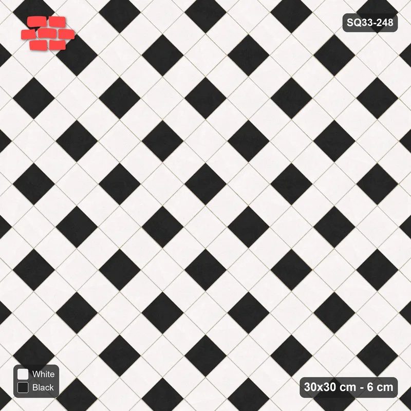 Interlock (Pasco) 30x30 cm · SQ33-248 · Harlequin Diamonds in Kerb Frame · Top view Interlock (Pasco) 30x30 cm · SQ33-248 · Harlequin Diamonds in Kerb Frame · Top view
