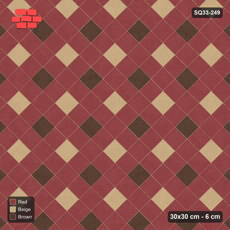Interlock (Pasco) 30x30 cm · SQ33-249 · Harlequin Diamonds in Kerb Frame · Top view Interlock (Pasco) 30x30 cm · SQ33-249 · Harlequin Diamonds in Kerb Frame · Top view
