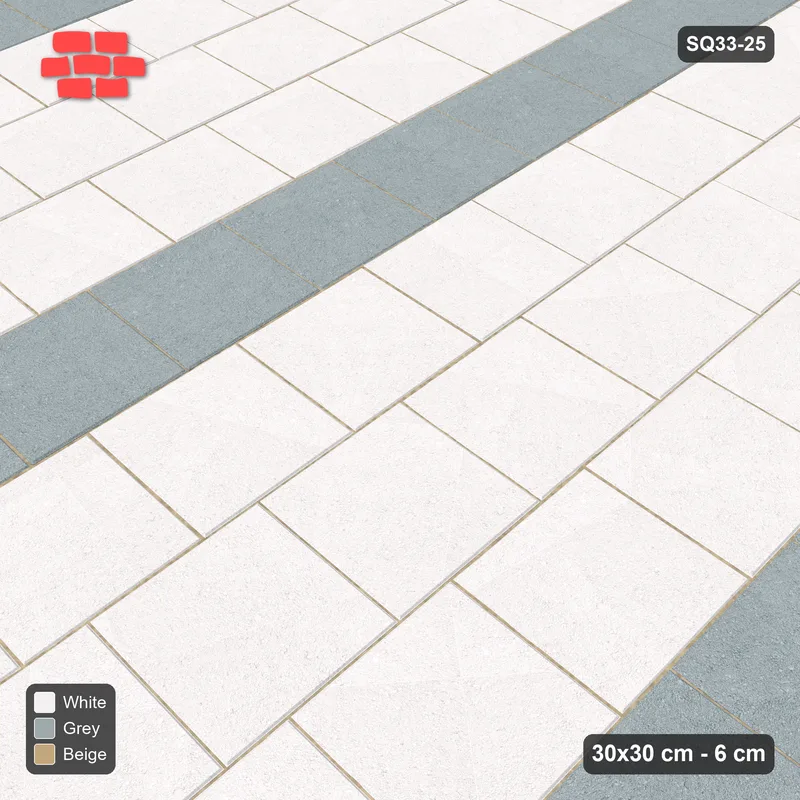 Interlock (Pasco) 30x30 cm · SQ33-25 · Third-bond running, vertical stripes · Side view Interlock (Pasco) 30x30 cm · SQ33-25 · Third-bond running, vertical stripes · Side view