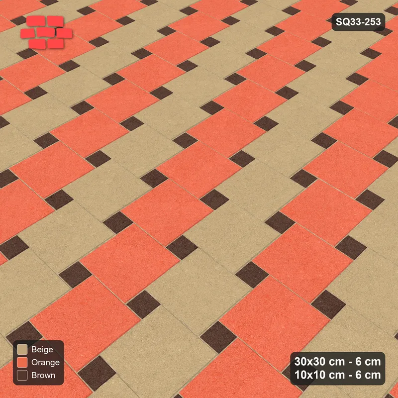 Interlock (Pasco) 30x30 cm · SQ33-253 · Offset Lattice with 10x10 Inserts, Diagonal Stripes · Side view Interlock (Pasco) 30x30 cm · SQ33-253 · Offset Lattice with 10x10 Inserts, Diagonal Stripes · Side view